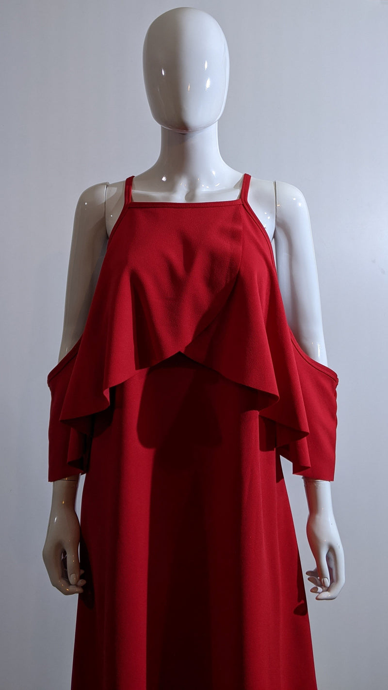 Red Shoulder Cut Layered Sleeve