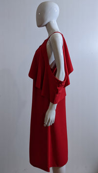 Red Shoulder Cut Layered Sleeve