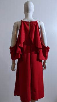Red Shoulder Cut Layered Sleeve
