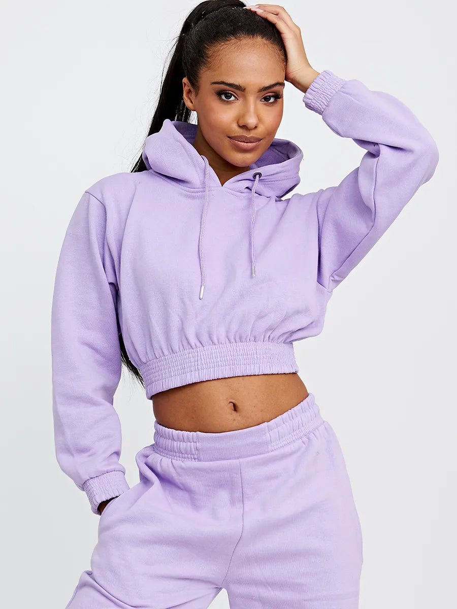 Fleece top crop hoodie