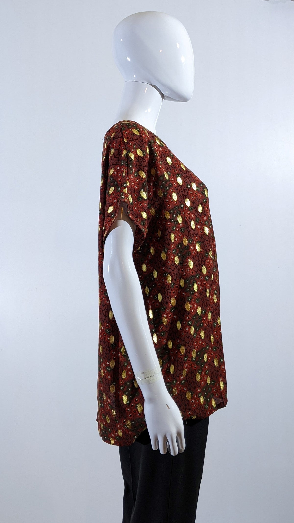 Rust Gold Detailed Pattern Top