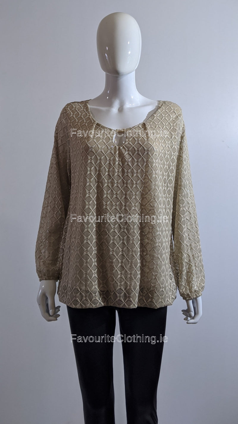 Beige Lace Design Top