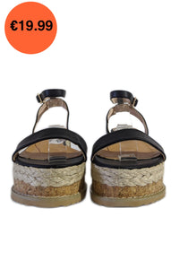 Black Flatform Espadrille Sandals