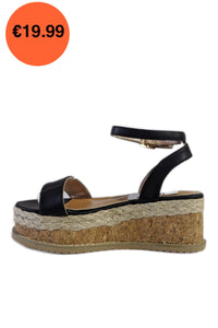 Black Flatform Espadrille Sandals