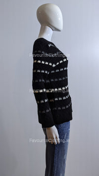 Black Pattern Detail Knit Jumper