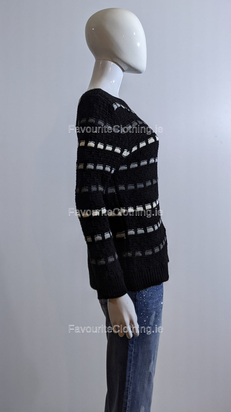 Black Pattern Detail Knit Jumper