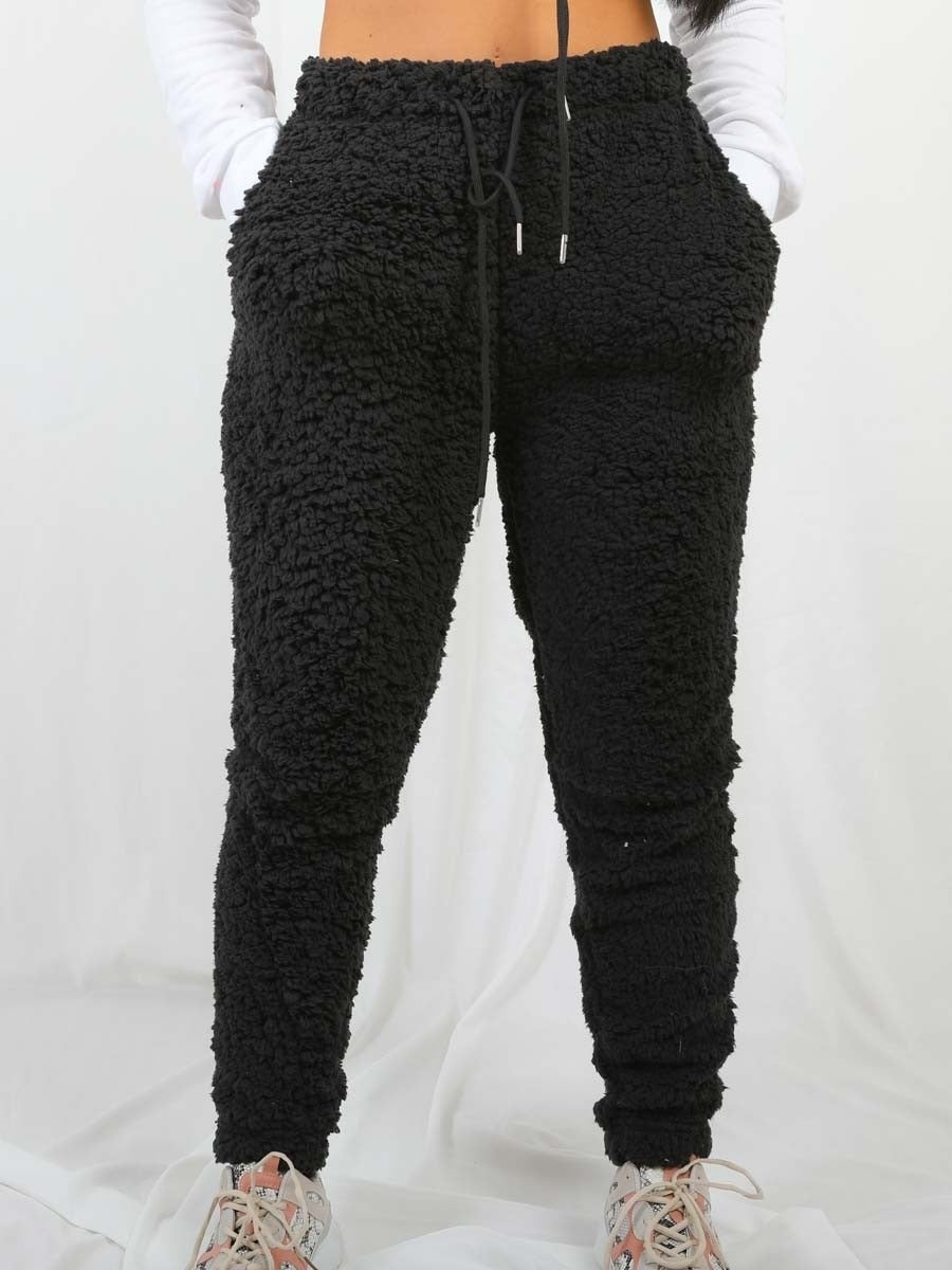 Black Teddy Borg Joggers