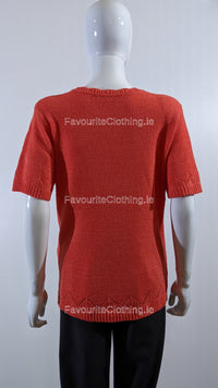 Coral Beaded Soft Touch Short Sleeve Jumper
