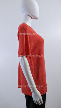 Coral Beaded Soft Touch Short Sleeve Jumper