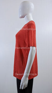 Coral Beaded Soft Touch Short Sleeve Jumper