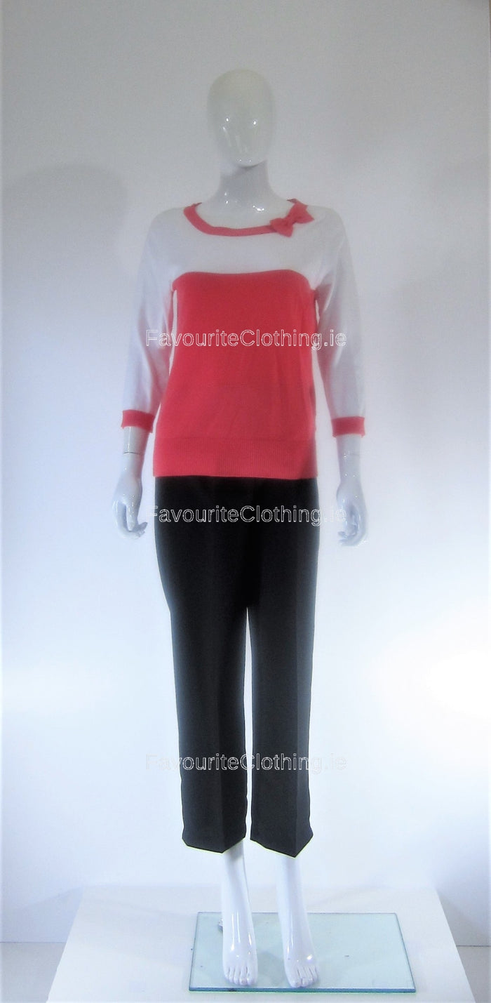 Coral Bow Round Neck Jumper