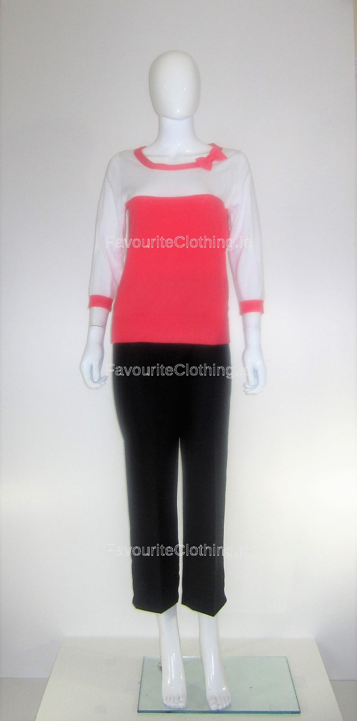 Coral Bow Round Neck Jumper