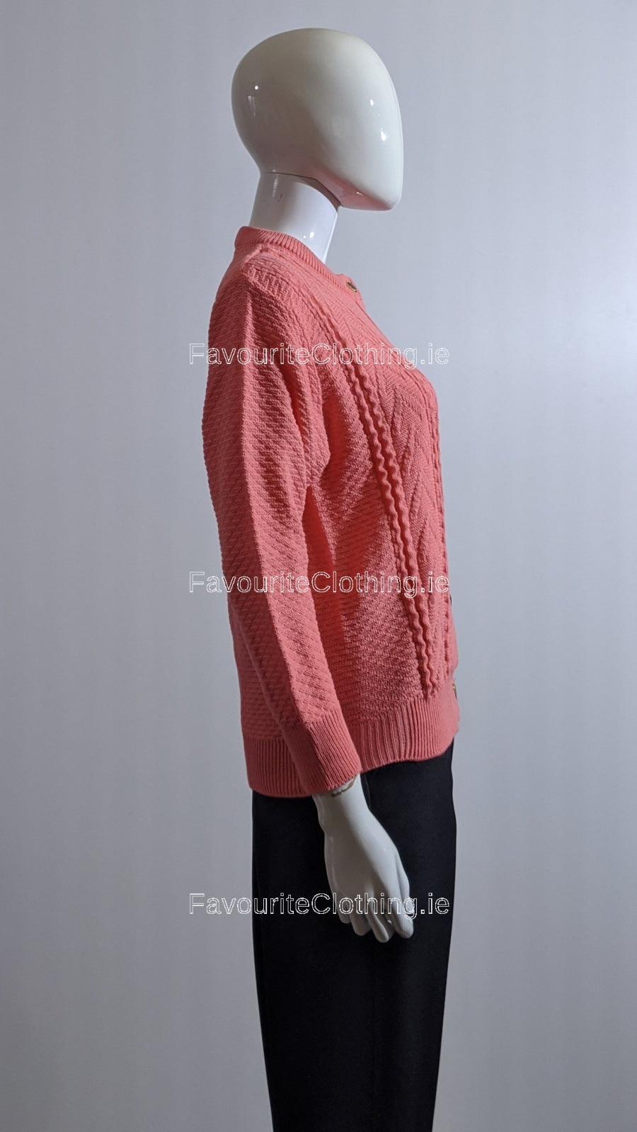 Coral Button Up Design Cardigan