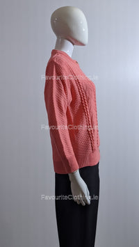 Coral Button Up Design Cardigan