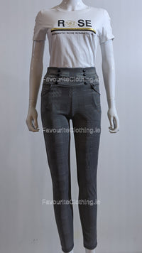 Grey Check Button Trouser