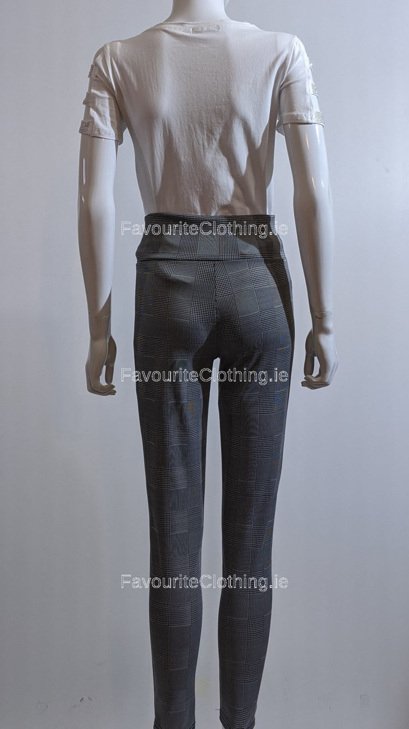 Grey Check Button Trouser