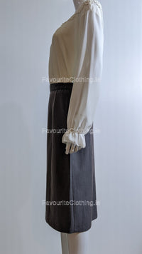 Grey Elasticated Straight Skirt