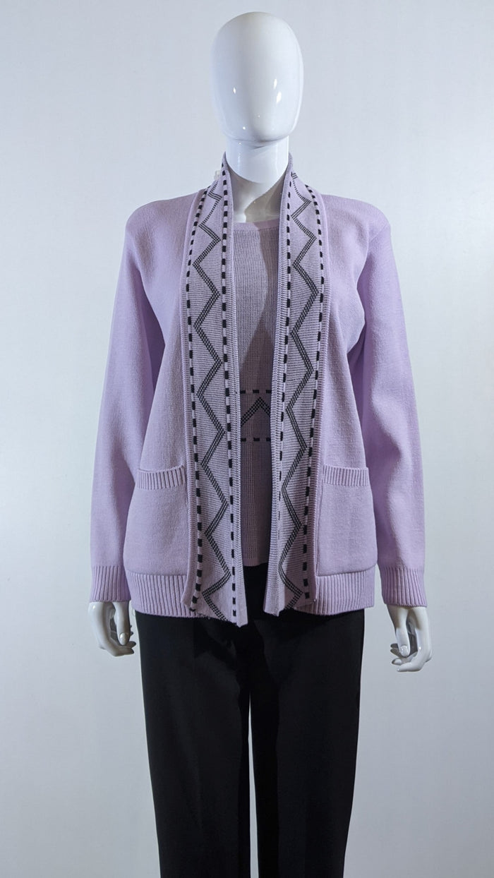 Lavender Stitched Design Pattern Twinset Jumper