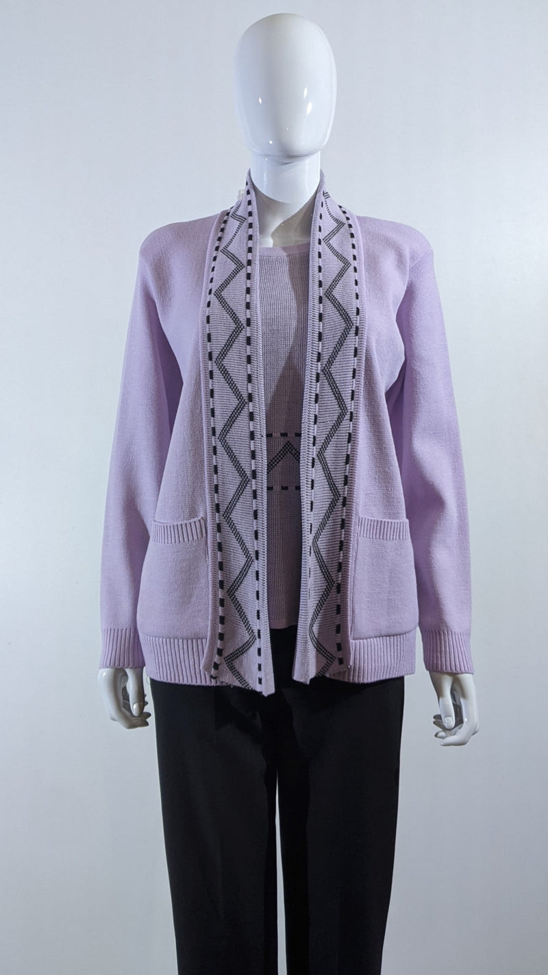 Lavender Stitched Design Pattern Twinset Jumper