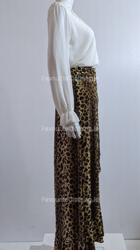 Leopard Print Frill Design Skirt