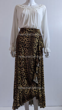 Leopard Print Frill Design Skirt