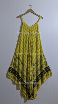 Mustard Pattern Sleeveless Maxi Dress