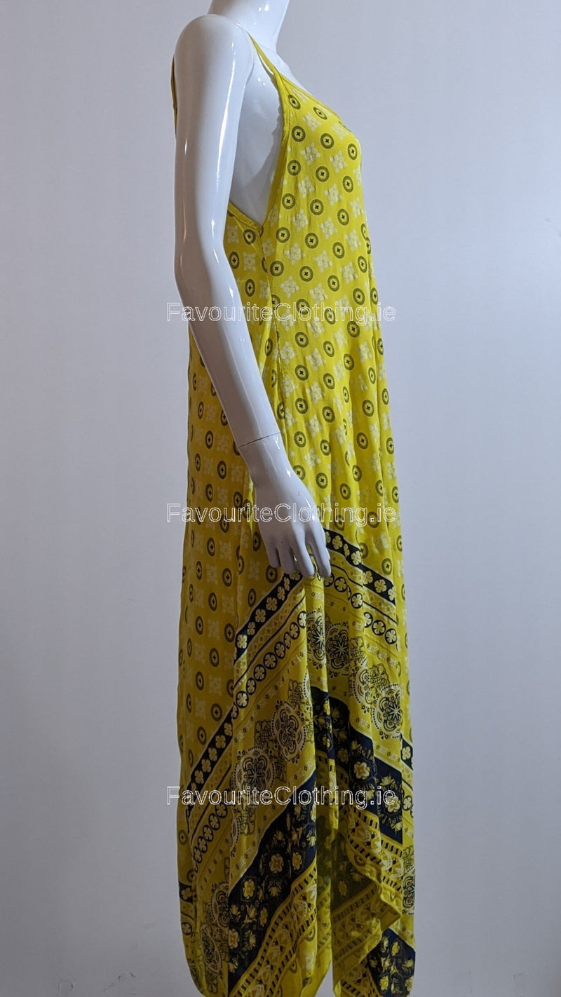 Mustard Pattern Sleeveless Maxi Dress