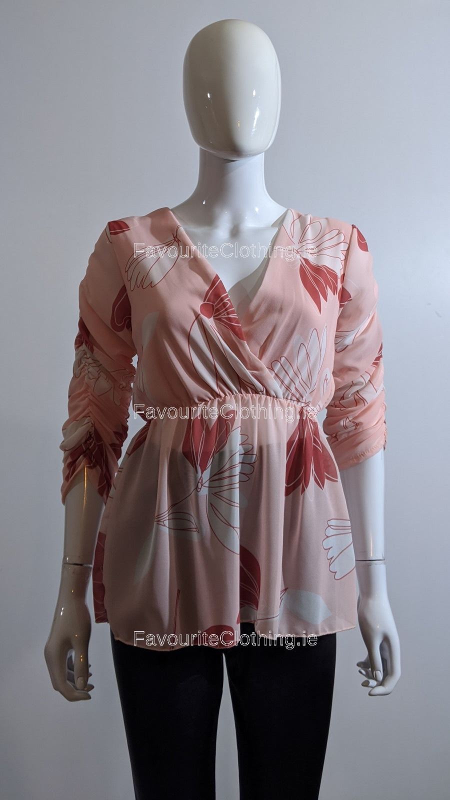 Pink Floral Wrap Front Top