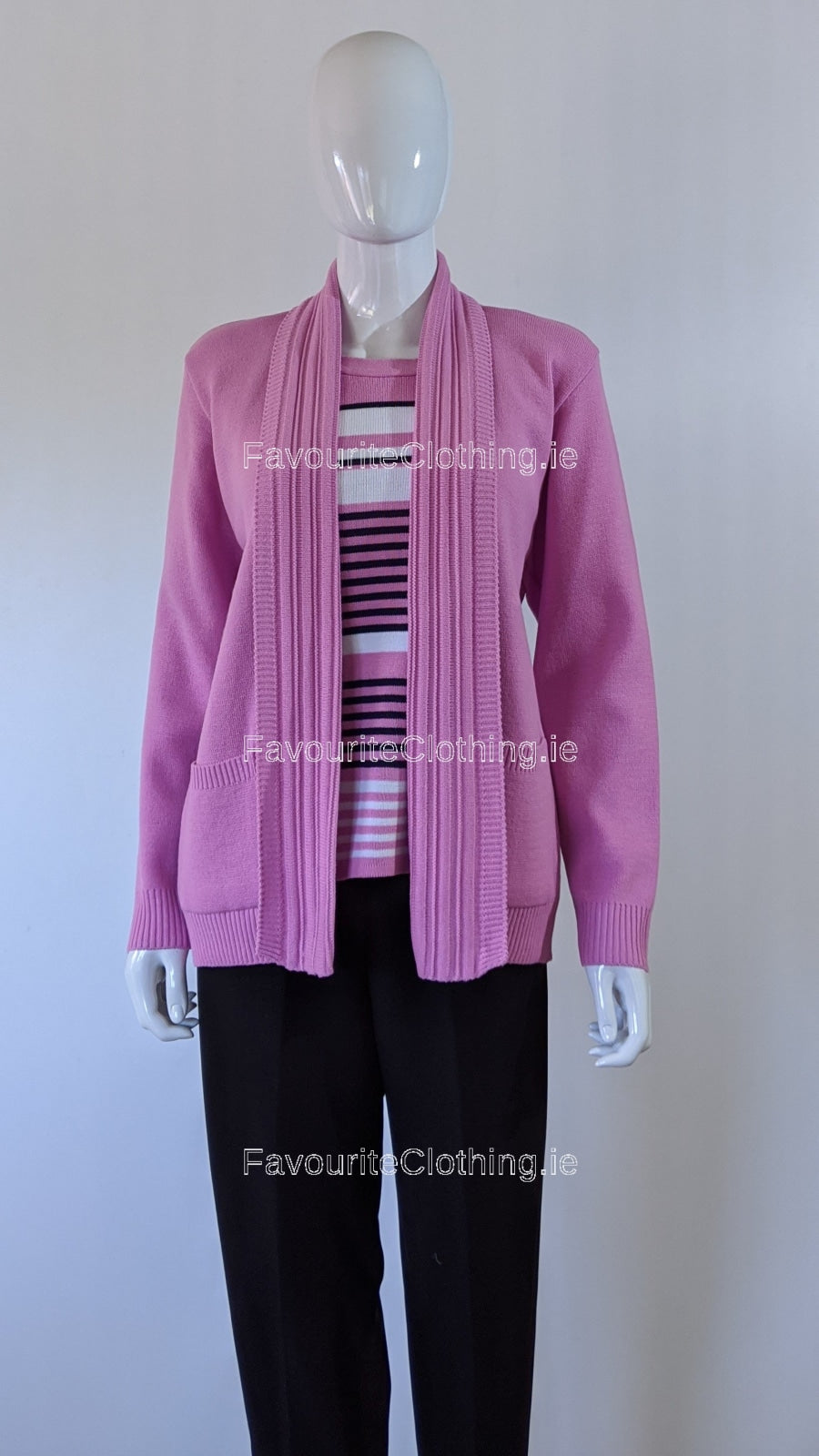 Pink Stripe Twinset Jumper