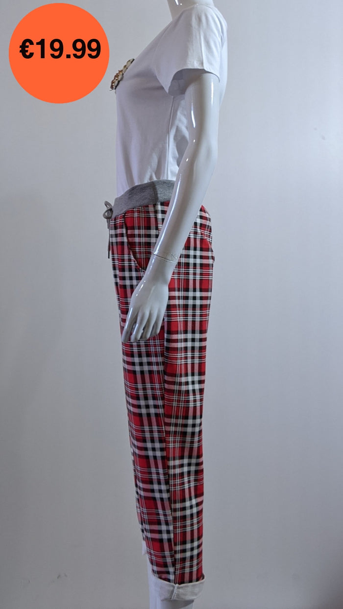 Red Check Print Trouser