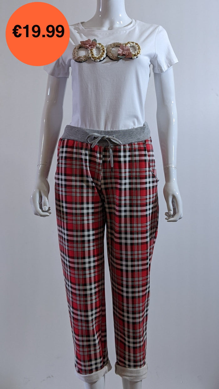 Red Check Print Trouser