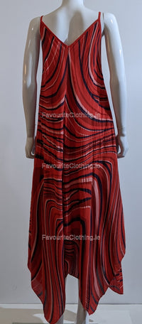 Red Pattern Sleeveless Maxi Dress