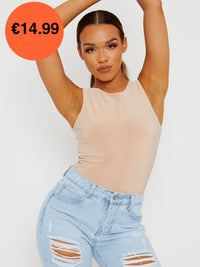 Stone Sleeveless Slinky Bodysuit