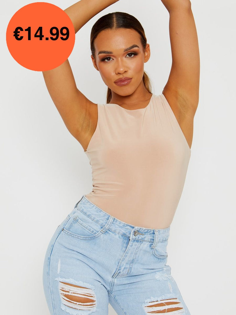 Stone Sleeveless Slinky Bodysuit