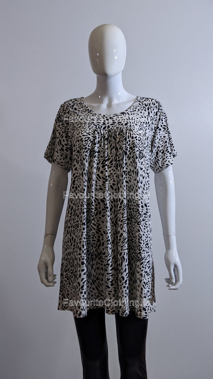 White Leopard Print Top